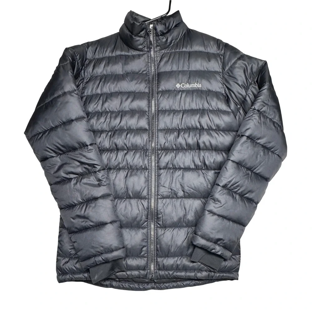 Columbia Mens Black Puffer Jacket Full Zip Quilted Insulated Coat Small